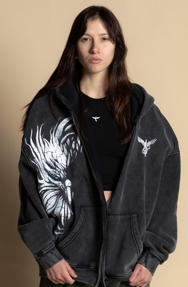 Flight Zip Up Hoodie in Black