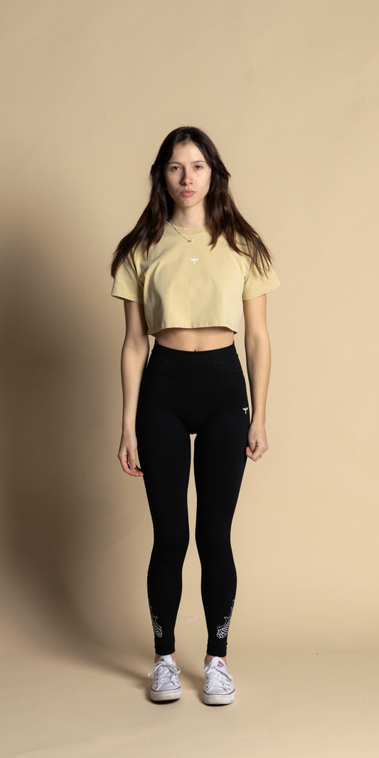 Flight Crop Tee in Tan